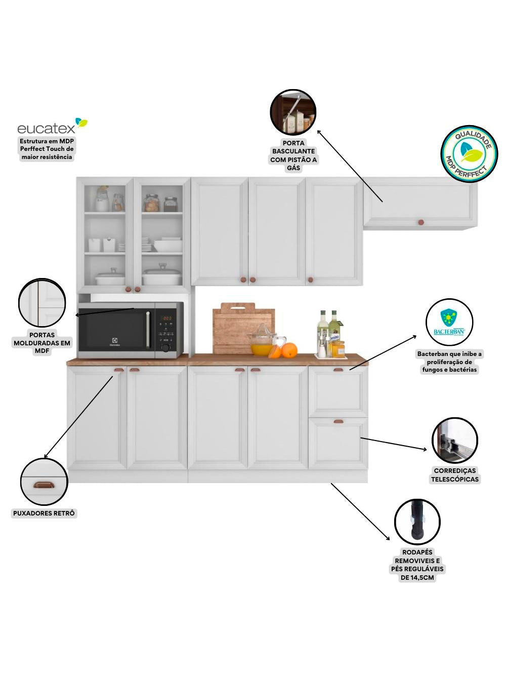 Cozinha Completa modulada Olivia 4 Peças 10 Portas 2 Gavetas