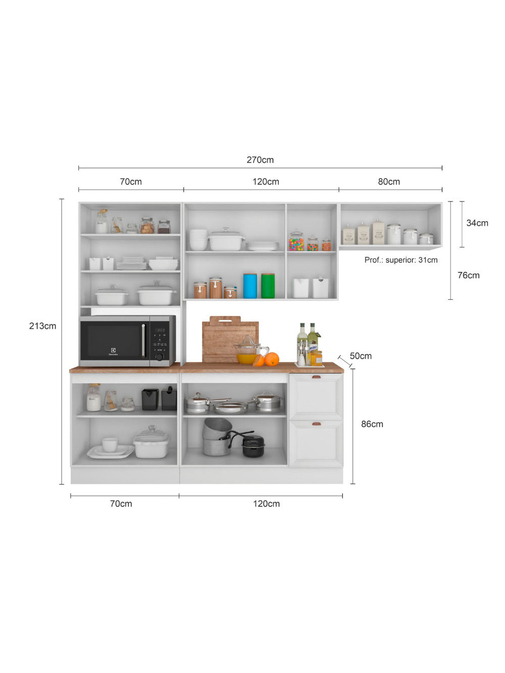 Cozinha Completa modulada Olivia 4 Peças 10 Portas 2 Gavetas