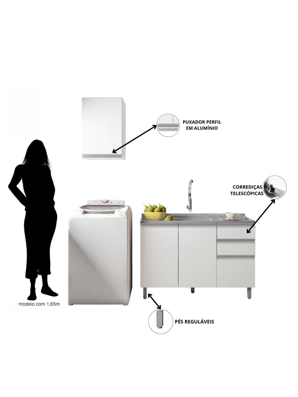 Cozinha Modulada Evidence 2 peças sem Tampo Poliman Móveis