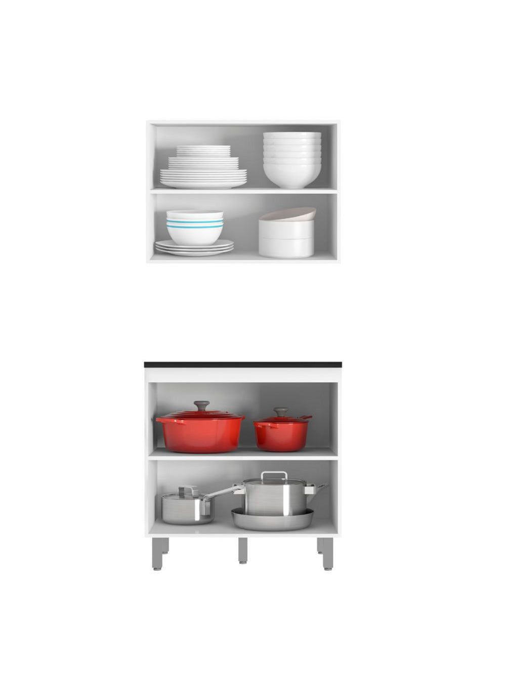 Cozinha Modulada Evidence 2 Peças 80cm com Tampo Poliman Móveis