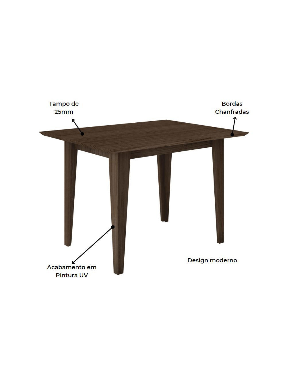 Conjunto Sala de Jantar Retangular Mesa Kate 120cm e 04 Cadeiras Josi Poliman Móveis