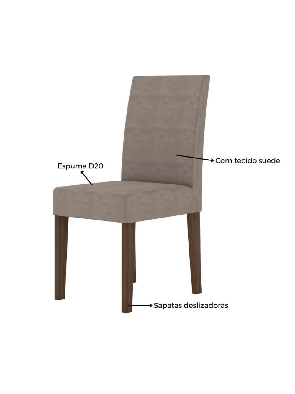 Conjunto Sala de Jantar Retangular Mesa Liz 160cm e 06 Cadeiras Josi Poliman Móveis