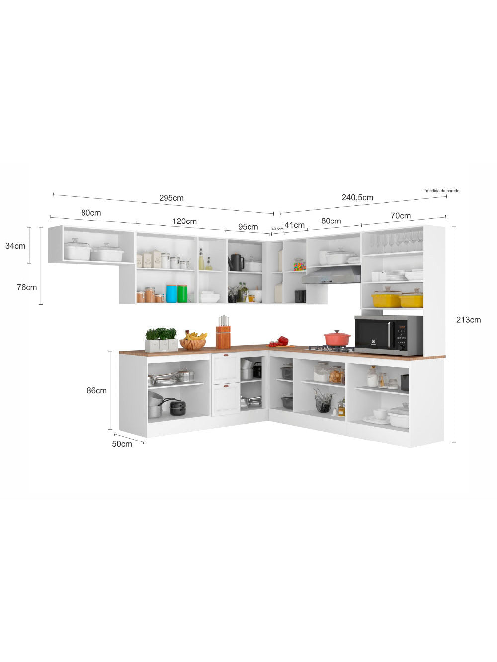 Cozinha Completa Modulada Olivia 18 Portas 2 Gavetas
