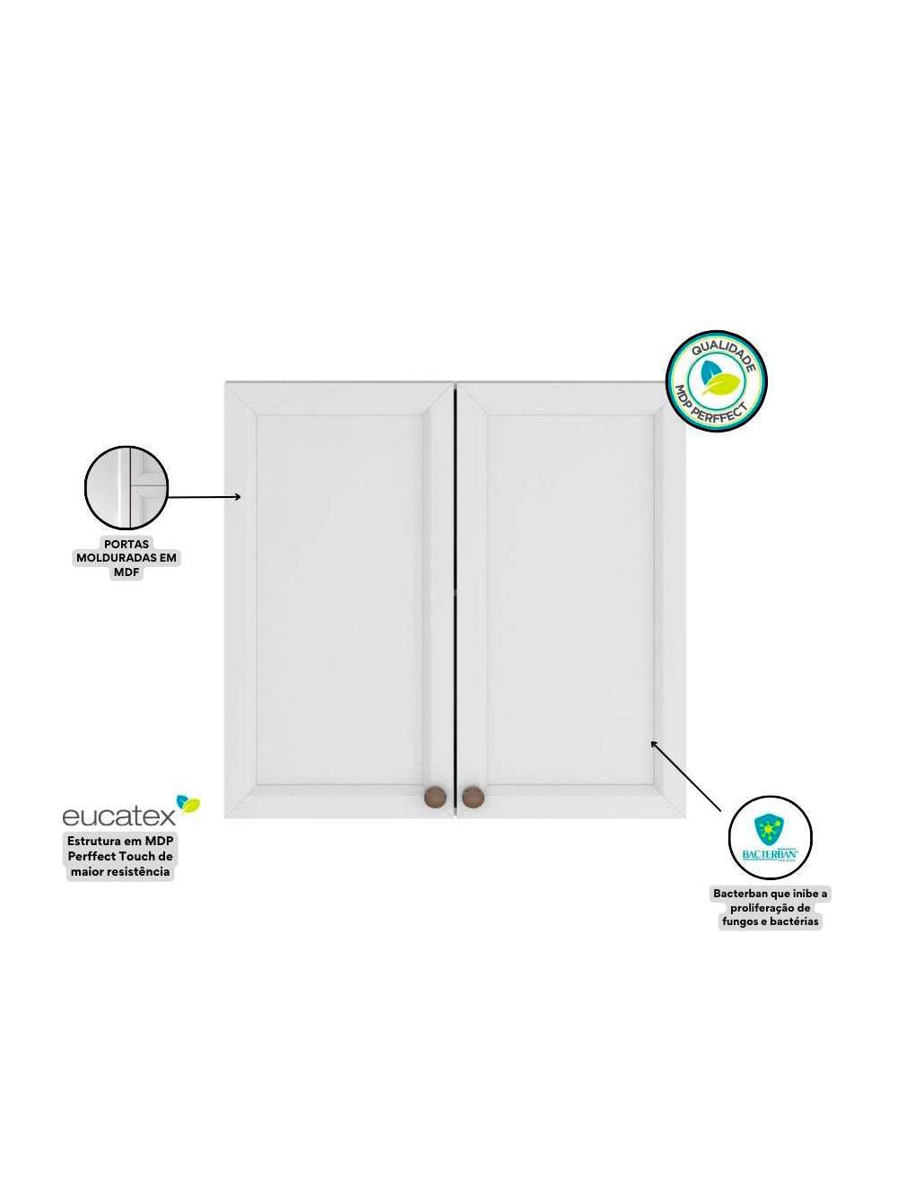 Armário Aéreo 2 Portas Olivia 80 cm