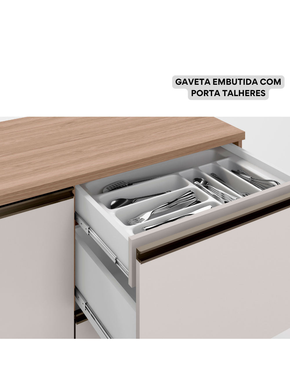 Balcão com Tampo 120cm 1 Porta 3 Gavetas Etna Poliman