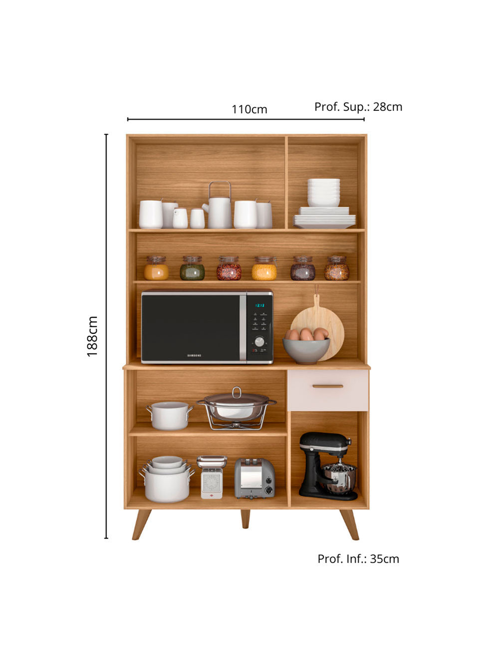 Kit Cozinha Livia 6 portas 1 Gaveta Poliman Moveis