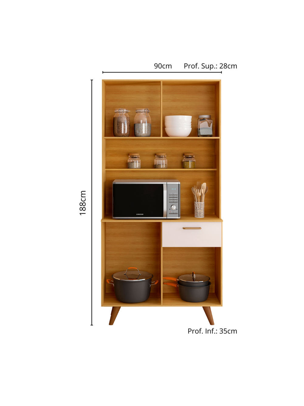 Kit Cozinha Izis 4 Portas e 1 Gaveta Poliman Moveis