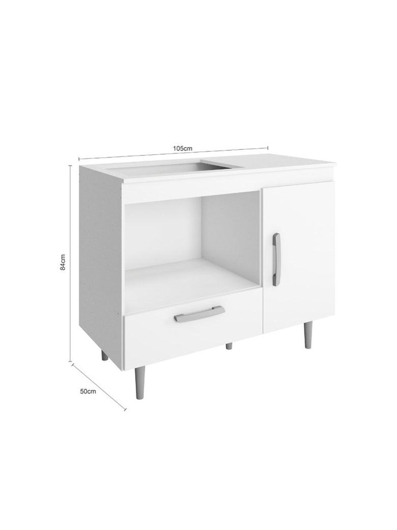 Balcão de Cozinha Alecrim 1 Porta e 1 Gaveta para Cooktop 4 Bocas Poliman Moveis