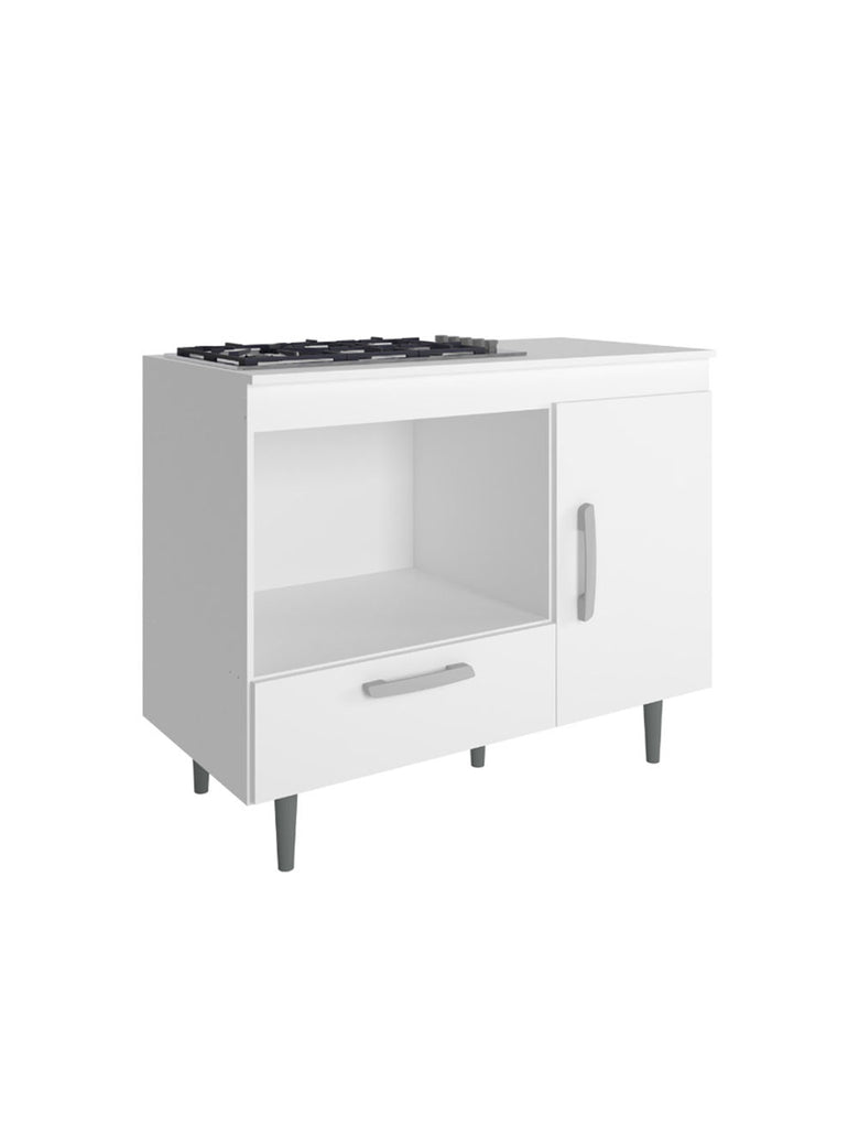 Balcão de Cozinha Alecrim 1 Porta e 1 Gaveta para Cooktop 4 Bocas Poliman Moveis