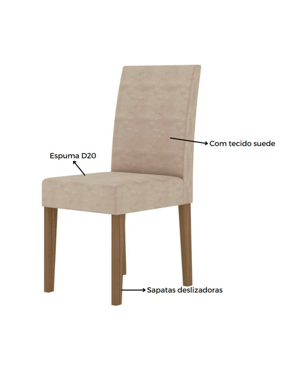 Conjunto Sala de Jantar Retangular Mesa Kate 120cm e 04 Cadeiras Josi Poliman Móveis