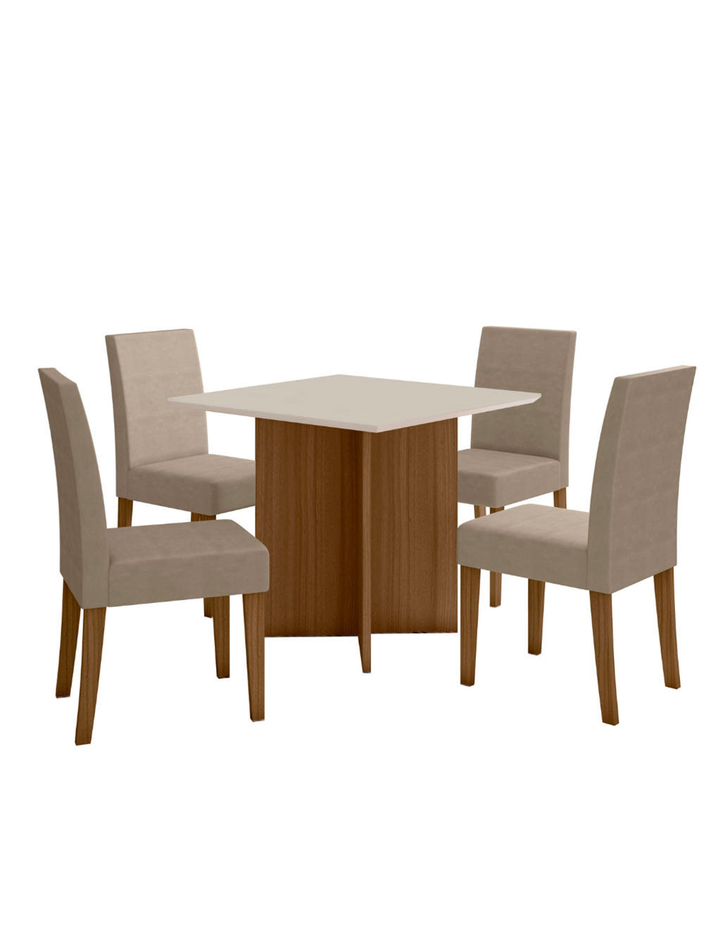 Conjunto Sala de Jantar Quadrada Mesa Helo 90cm e 04 Cadeiras Josi Poliman Móveis