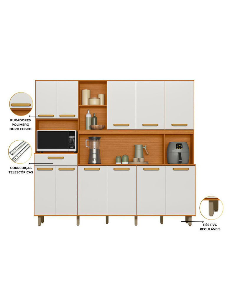 Kit Cozinha Pilar 11 Portas e 01 Gaveta Poliman Móveis