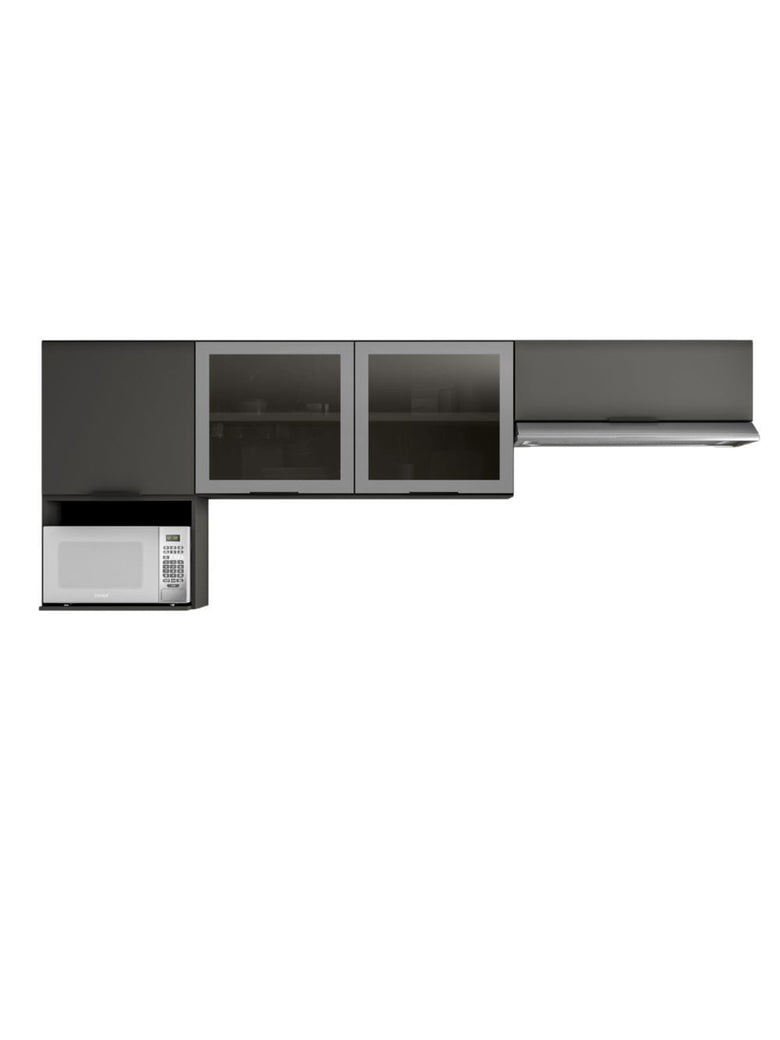 Cozinha Modulada Etna 4 Peças Aéreo com Vidro Poliman Móveis
