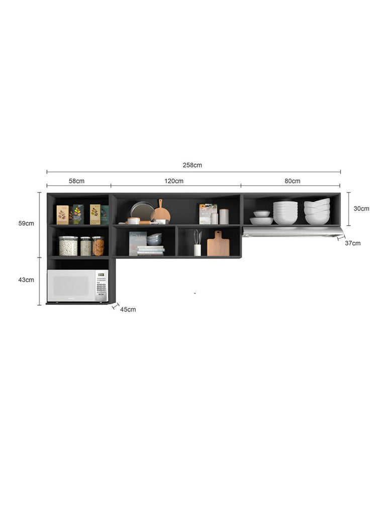 Cozinha Modulada Etna 4 Peças Aéreo com Vidro Poliman Móveis