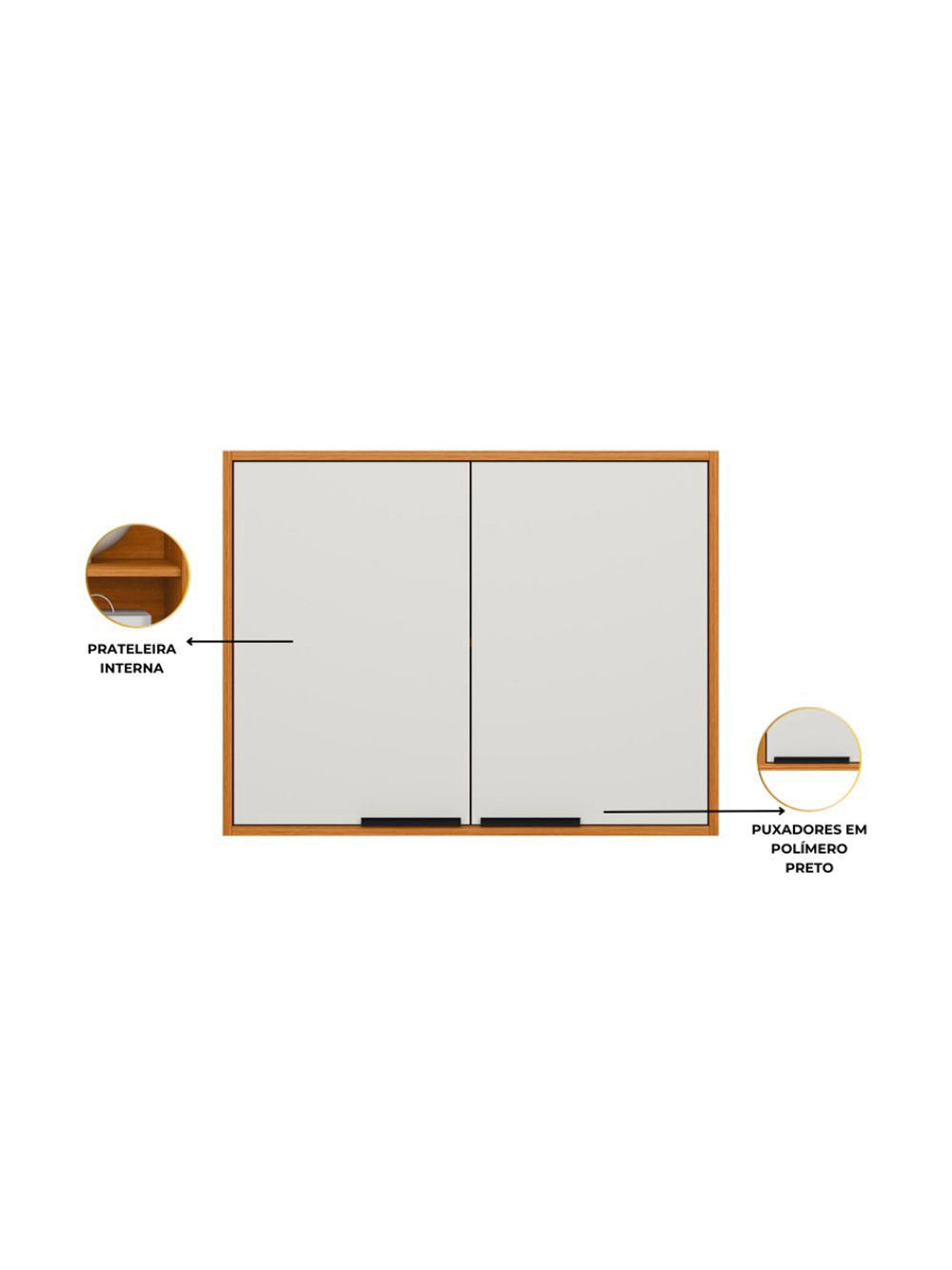 Armário Aéreo 80cm 02 Portas Ravena Poliman Móveis