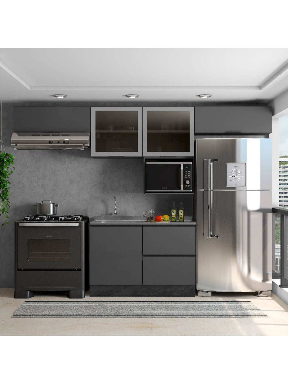Cozinha Modulada Etna 5 Peças para Pia 5 Portas Poliman Móveis