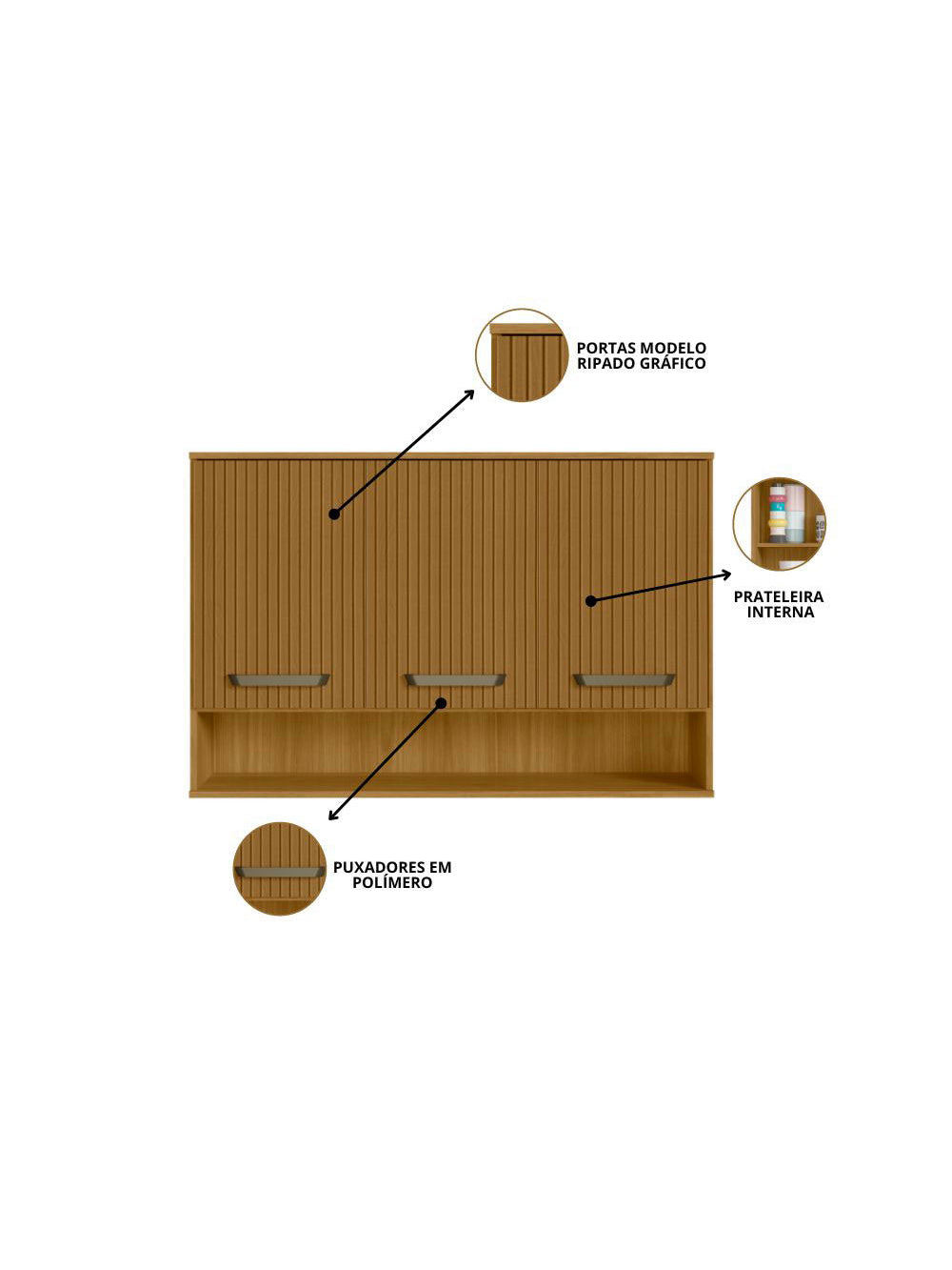 Cozinha Modulada Criare 4 Peças com Cristaleira 11 Portas com Tampo Poliman Móveis