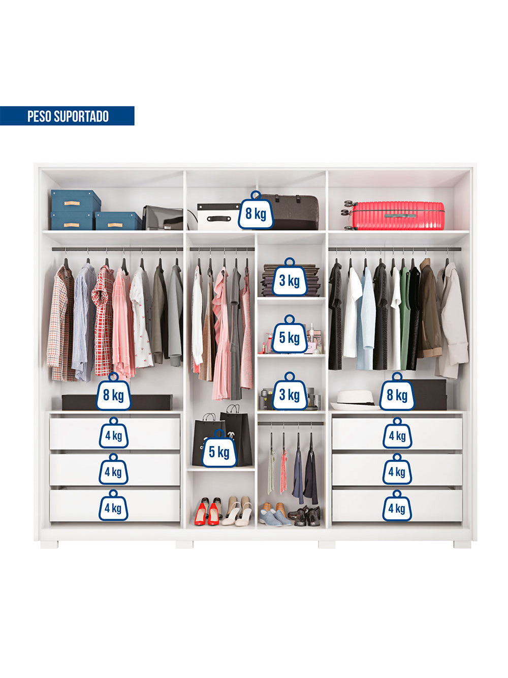 Guarda Roupa Casal Apollo 6 Portas 6 Gavetas Caemmun