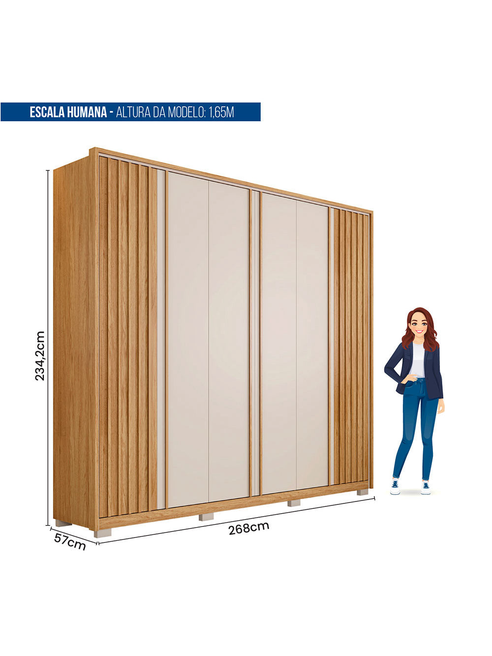 Guarda Roupa Casal Apollo 6 Portas 6 Gavetas Caemmun