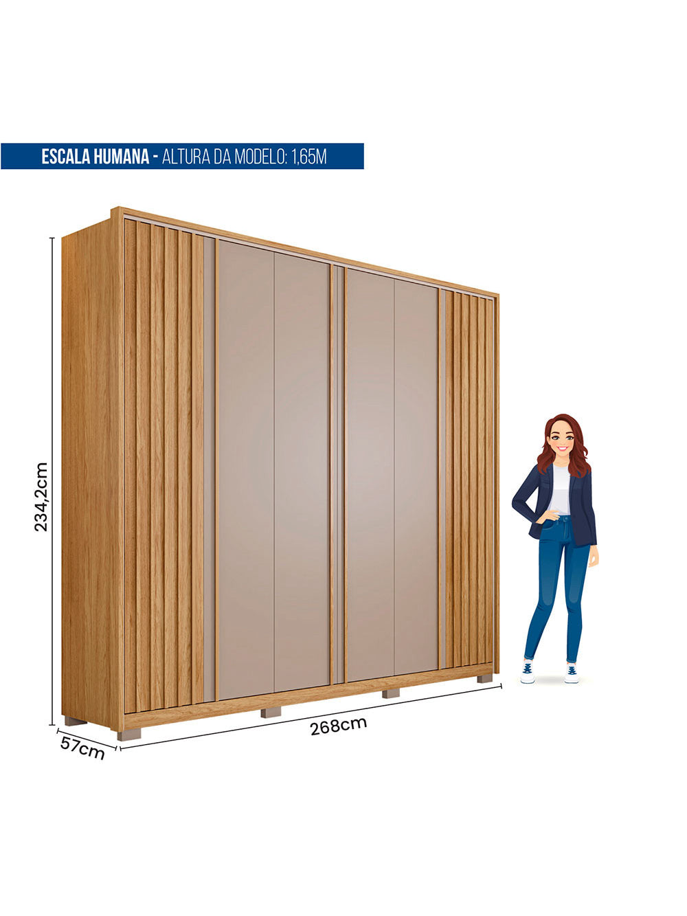Guarda Roupa Casal Apollo 6 Portas 6 Gavetas Caemmun