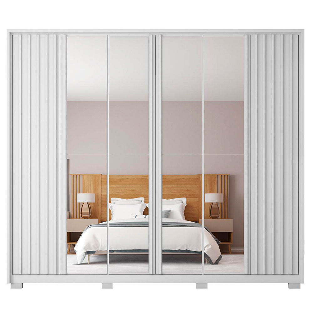 Guarda Roupa Casal Apollo Double Lux com Espelhos 6 Portas 6 Gavetas Caemmun