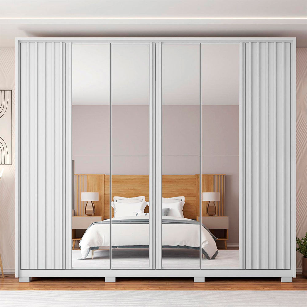 Guarda Roupa Casal Apollo Double Lux com Espelhos 6 Portas 6 Gavetas Caemmun