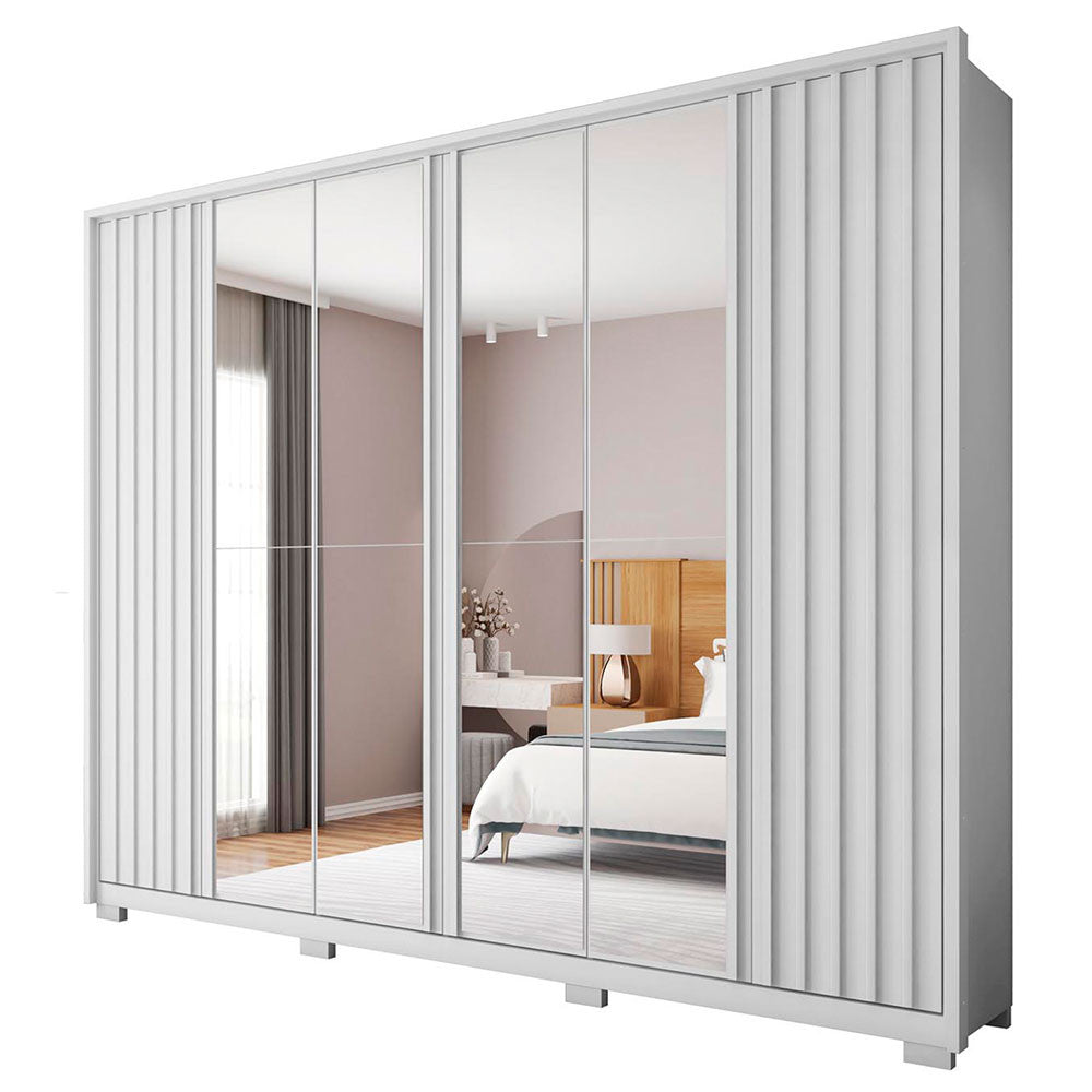 Guarda Roupa Casal Apollo Double Lux com Espelhos 6 Portas 6 Gavetas Caemmun