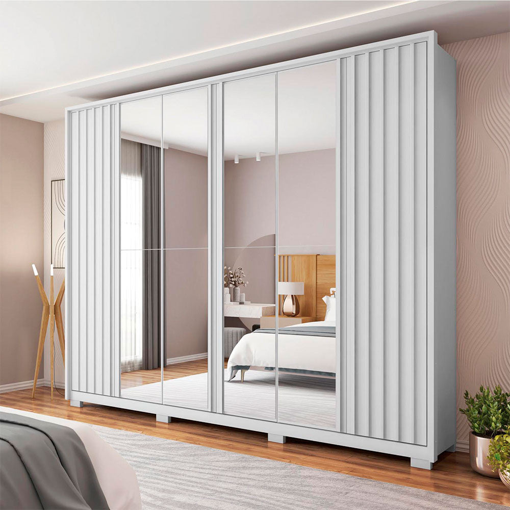 Guarda Roupa Casal Apollo Double Lux com Espelhos 6 Portas 6 Gavetas Caemmun