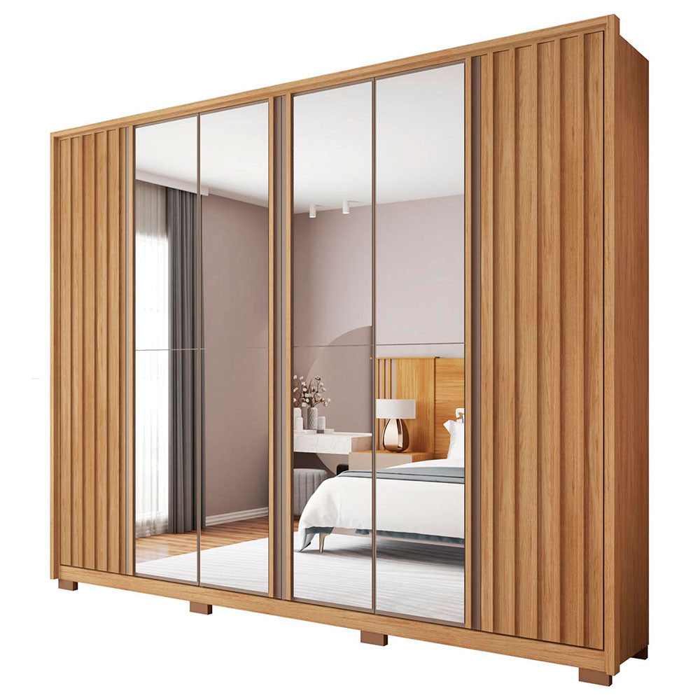 Guarda Roupa Casal Apollo Double Lux com Espelhos 6 Portas 6 Gavetas Caemmun