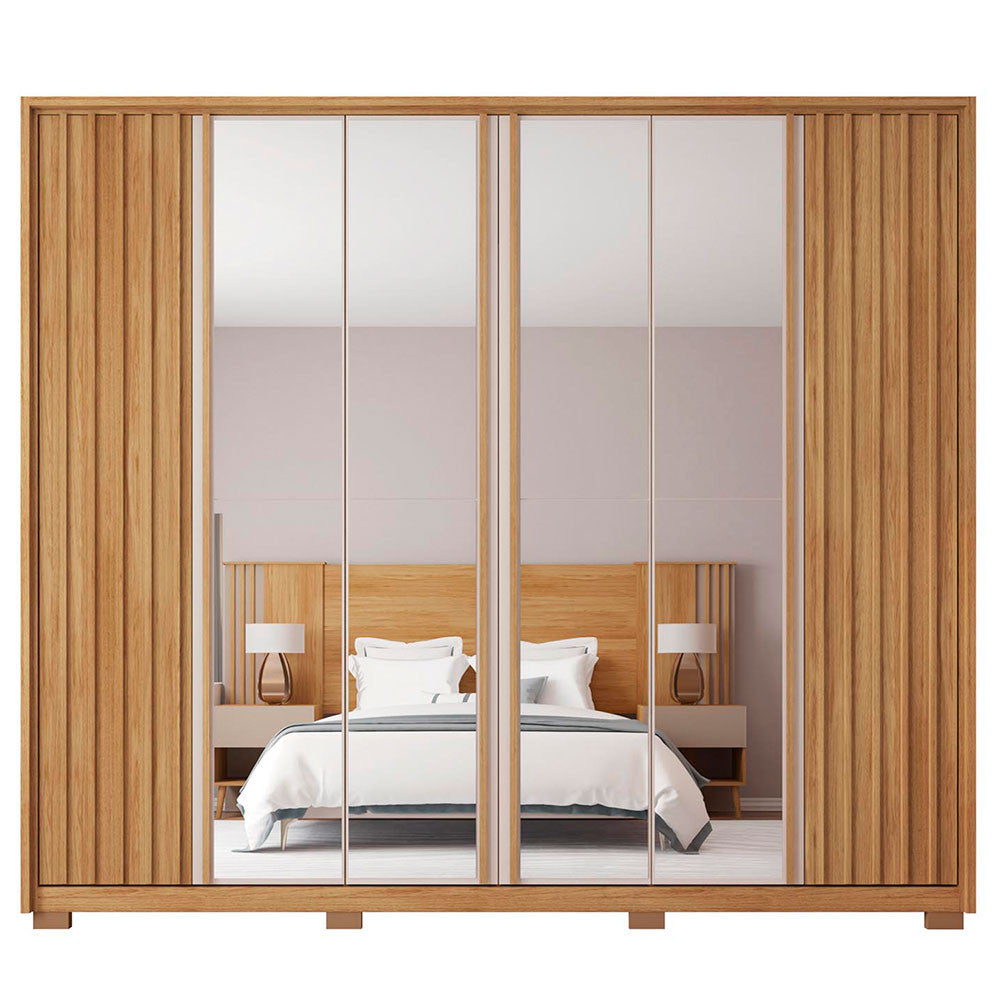 Guarda Roupa Casal Apollo Double Lux com Espelhos 6 Portas 6 Gavetas Caemmun