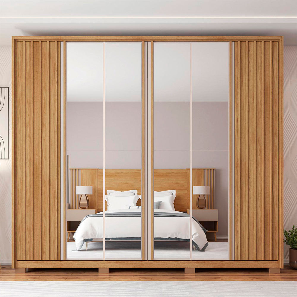 Guarda Roupa Casal Apollo Double Lux com Espelhos 6 Portas 6 Gavetas Caemmun
