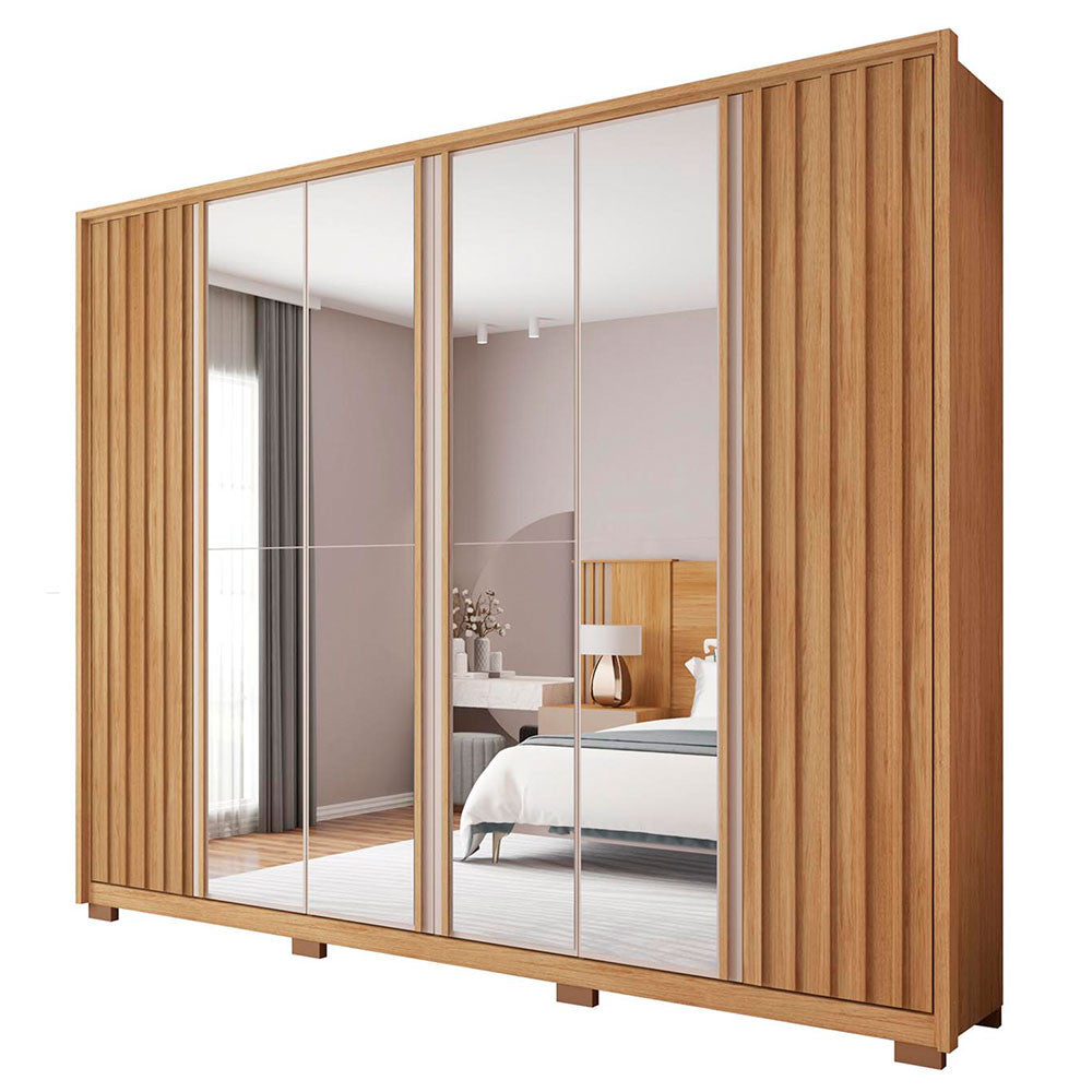 Guarda Roupa Casal Apollo Double Lux com Espelhos 6 Portas 6 Gavetas Caemmun