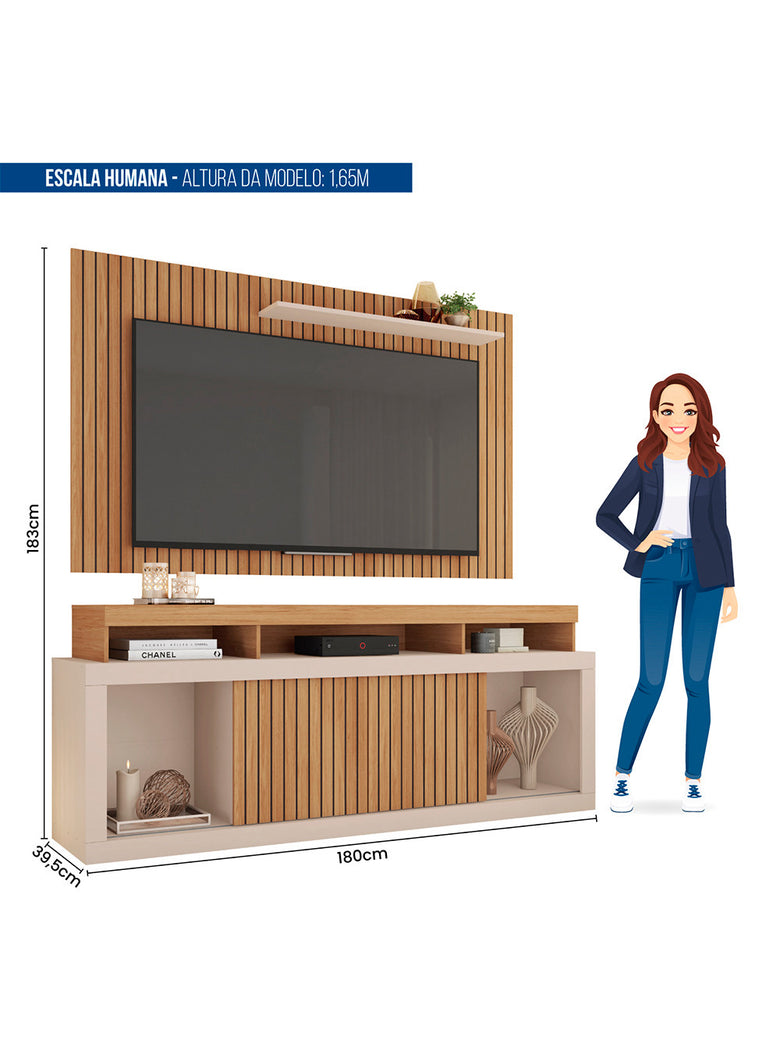 Rack com Painel para TV até 60 Polegadas New Oscar Caemmun
