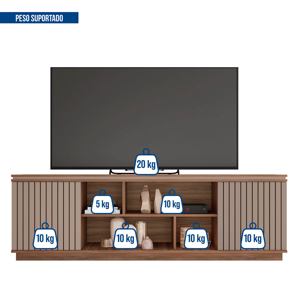 Rack Bancada para Tv até 75 Polegadas 2 Portas Simetria Caemmun
