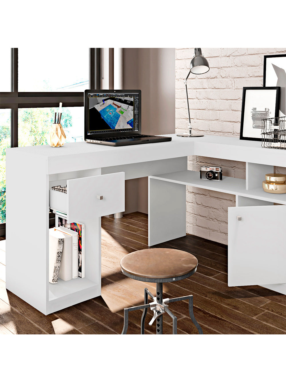 Mesa De Computador Com Porta e Gaveta Nilo Caemmun