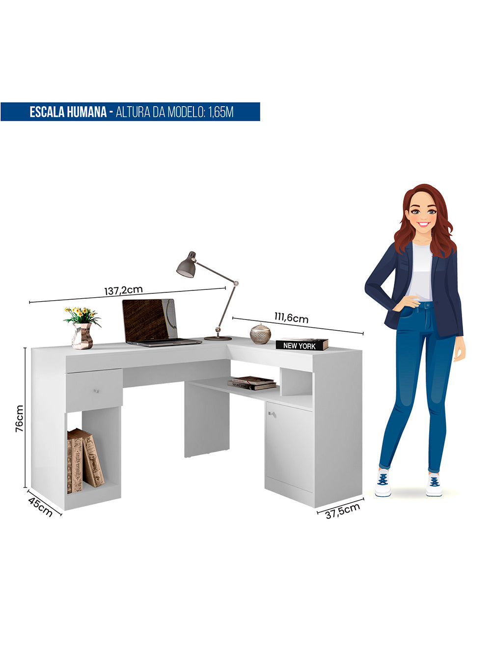 Mesa De Computador Com Porta e Gaveta Nilo Caemmun
