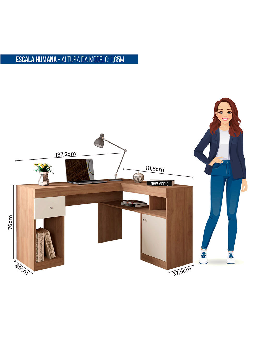 Mesa De Computador Com Porta e Gaveta Nilo Caemmun