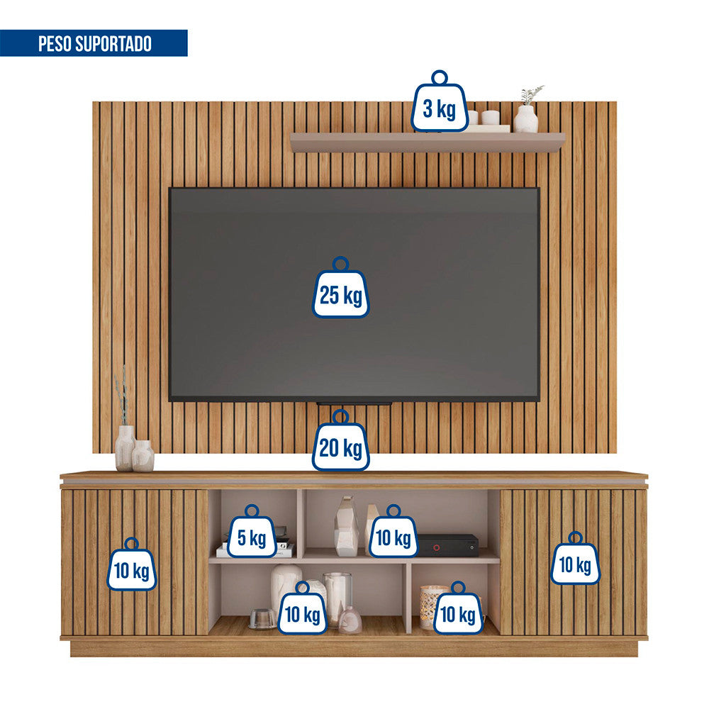 Composição Rack Simetria com Painel Aegon para Tv até 70 Polegadas Caemmun