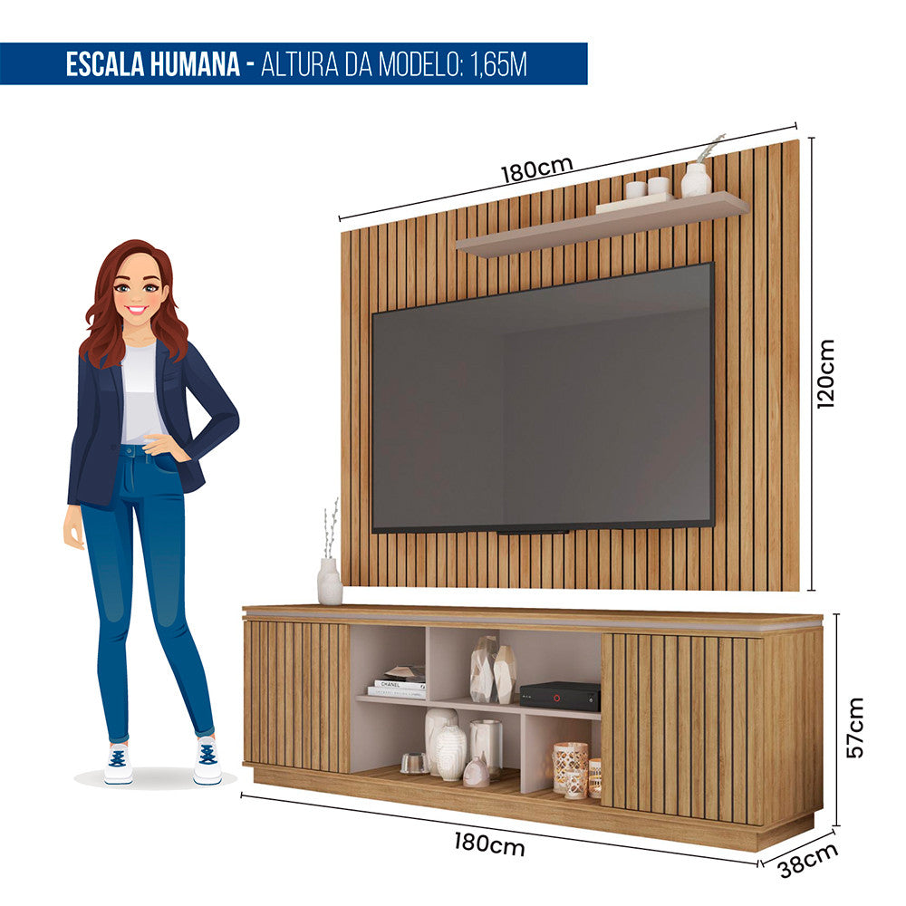 Composição Rack Simetria com Painel Aegon para Tv até 70 Polegadas Caemmun