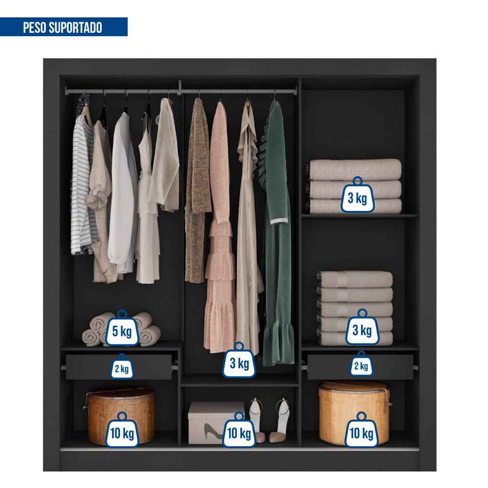 Guarda Roupa 3 Portas 2 Gavetas Santiago Caemmun