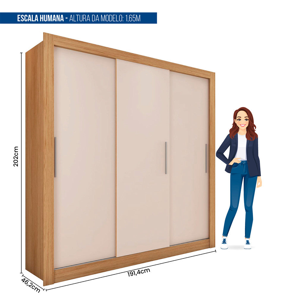 Guarda Roupa 3 Portas 2 Gavetas Santiago Caemmun
