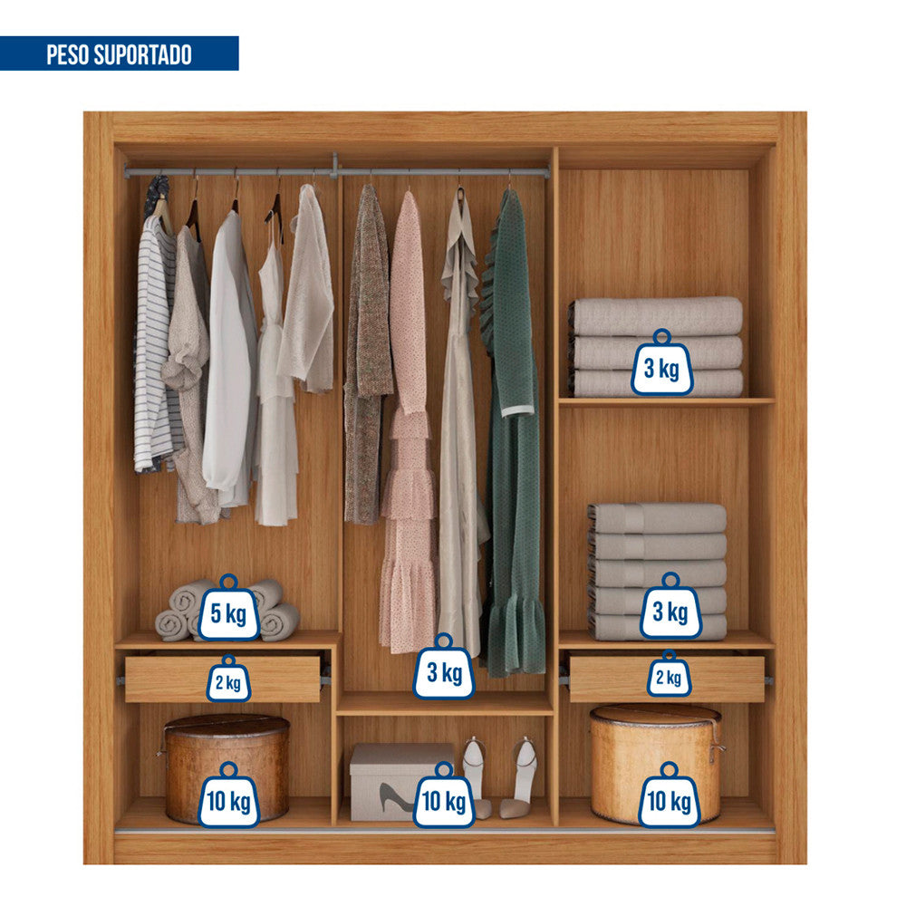 Guarda Roupa 3 Portas 2 Gavetas Santiago Caemmun