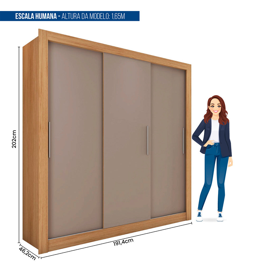 Guarda Roupa 3 Portas 2 Gavetas Santiago Caemmun