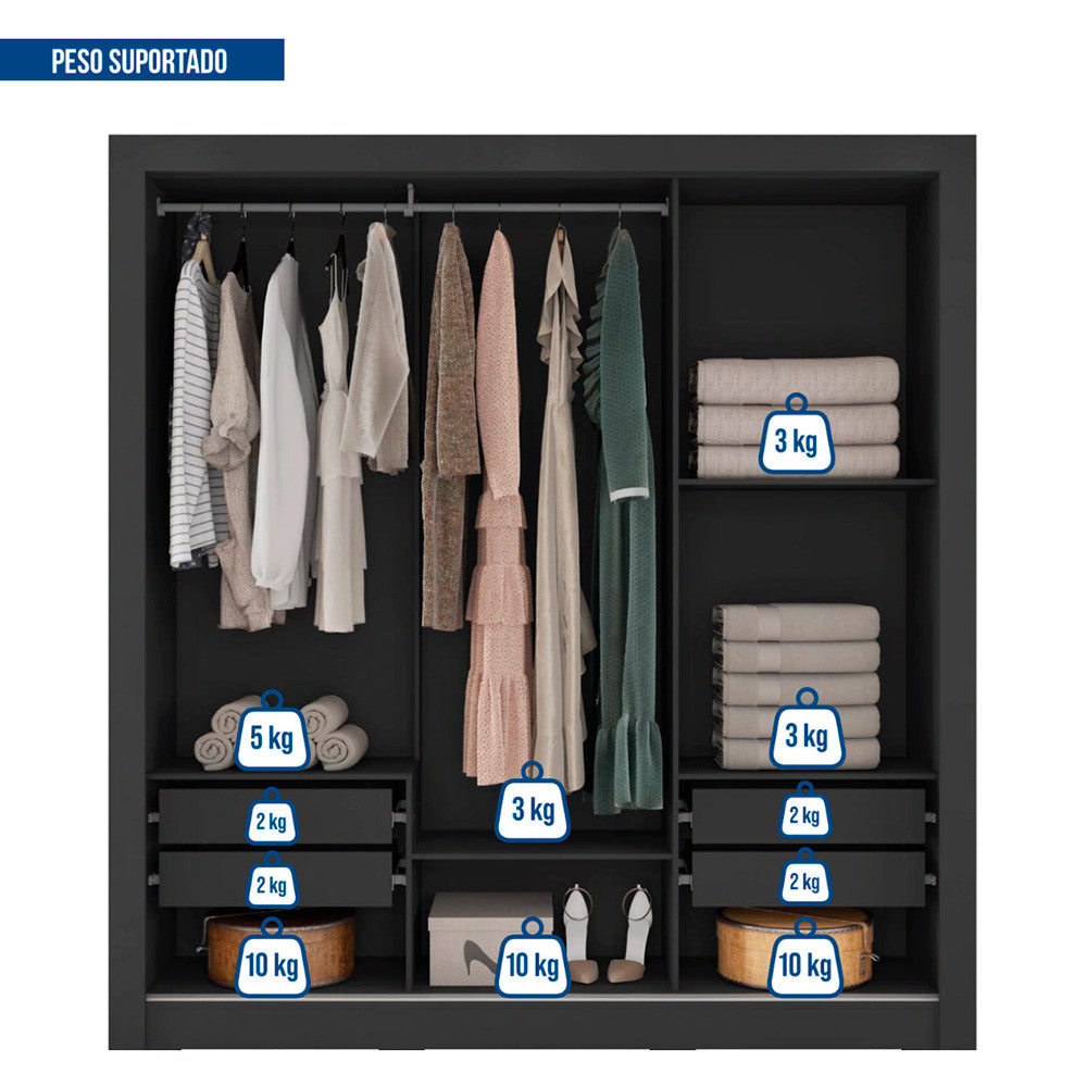 Guarda Roupa 3 Portas 4 Gavetas Santiago Caemmun