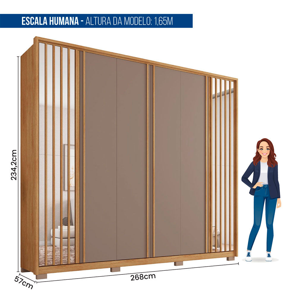 Guarda Roupa Casal Orfeus Ripado 6 Portas 4 Gavetas Caemmun