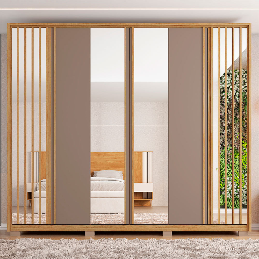 Guarda Roupa Casal Orfeus Lux com Espelhos 6 Portas 4 Gavetas Caemmun
