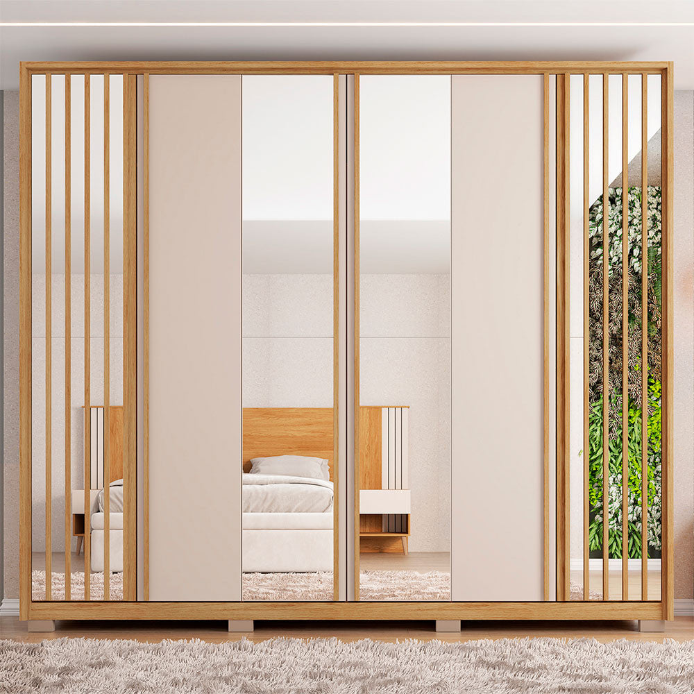 Guarda Roupa Casal Orfeus Lux com Espelhos 6 Portas 4 Gavetas Caemmun