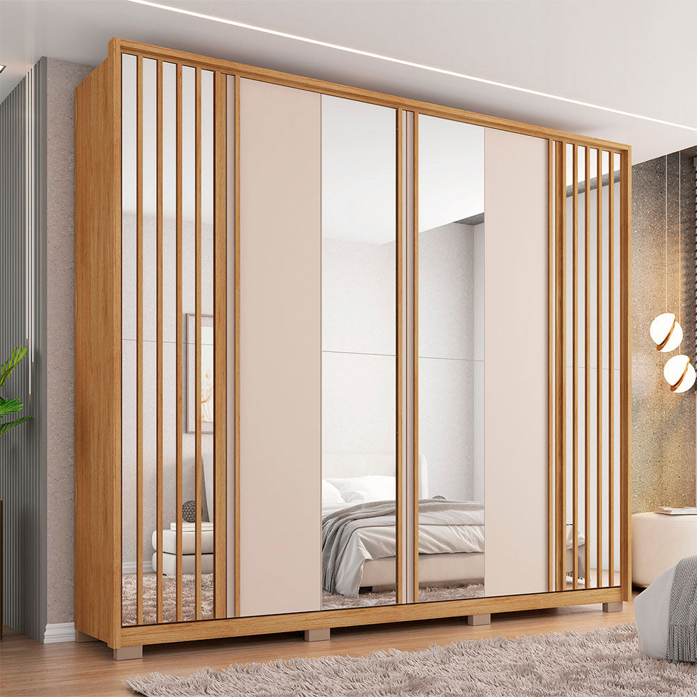 Guarda Roupa Casal Orfeus Lux com Espelhos 6 Portas 4 Gavetas Caemmun