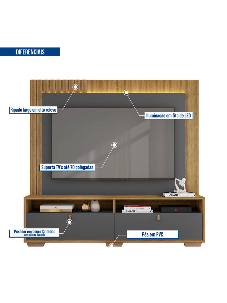 Painel Home Theater para Tv até 70 Polegadas Fox Caemmun