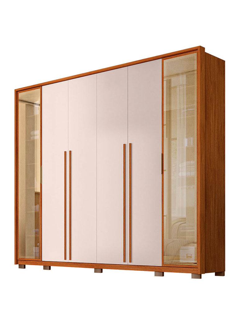 Guarda Roupa Casal Octavius com Vidro Reflecta 6 Portas 6 Gavetas Caemmun